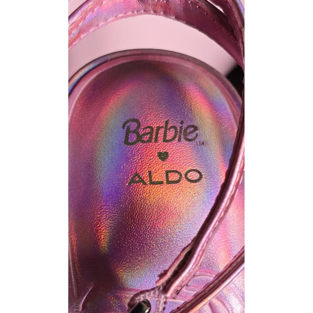 Barbie X ALDO Platform Heels Iridescent‎ Slingback Sparkly Block Heel Sz 9W